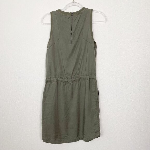 Lou & Grey Womens XS Olive Green Lyocell Drawstring Waist Sleeveless Tank Dress - Picture 2 of 8